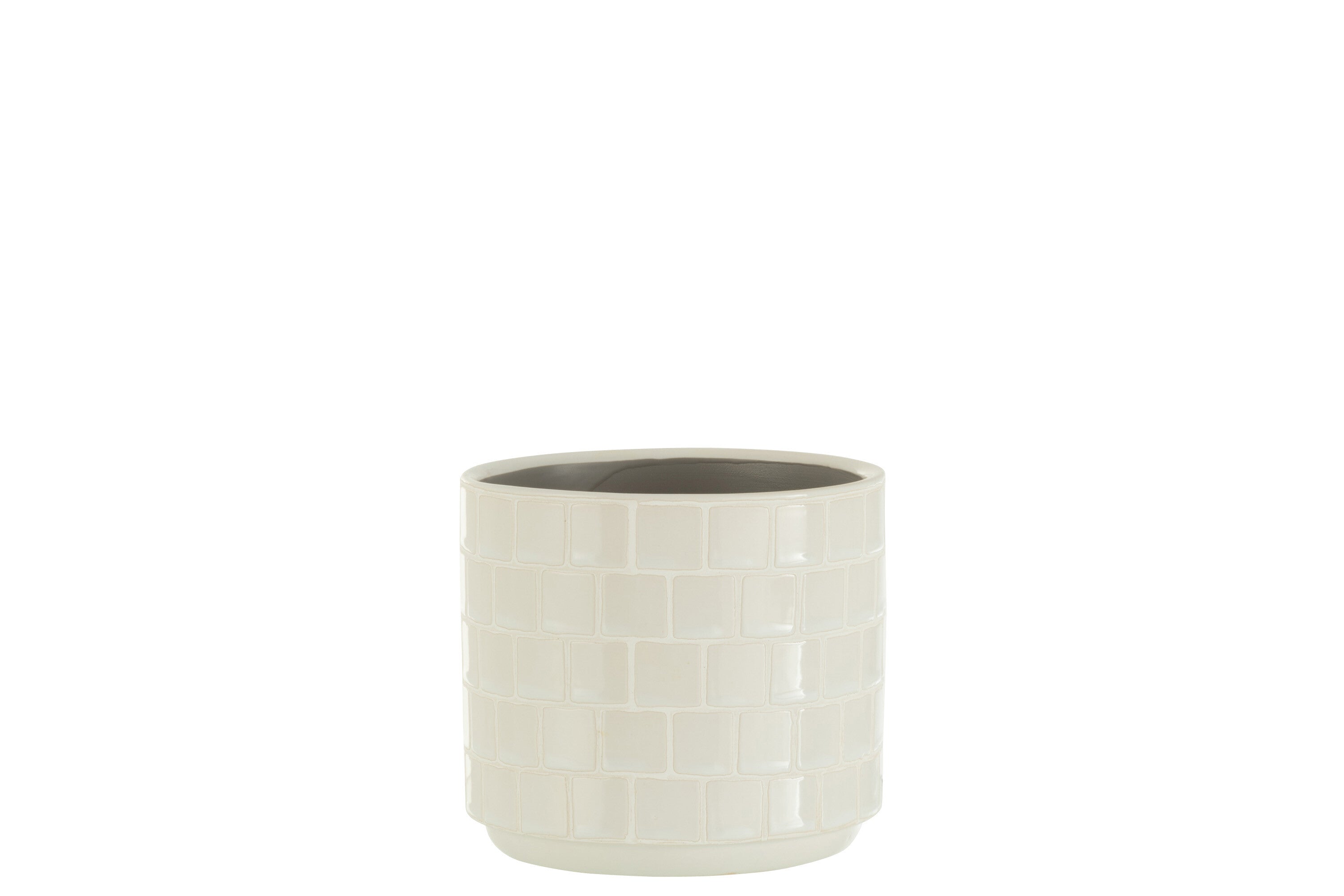 J-Line bloempot Blinkend - keramiek - wit - small - 2 stuks - Ø 12 cm