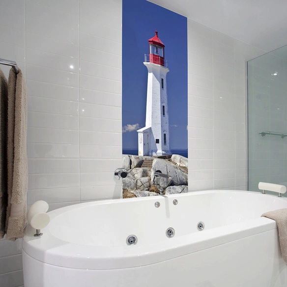 Badrückwand »Lighthouse«, BxH:90 cm x 210 cm, blau