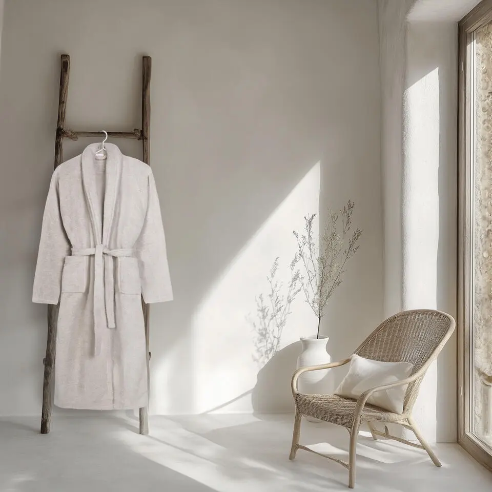 HIP badjas effen kleur - M/L - Zand - Badstof