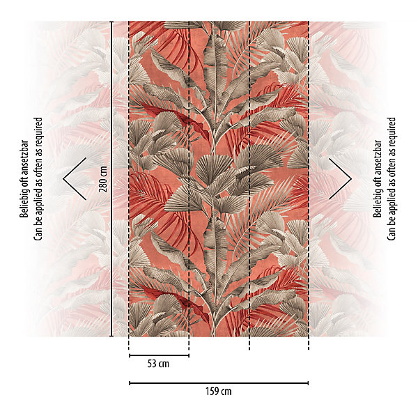 Papier peint vinyle grainé sur intissé jungle Bali L.880 x l. 53 cm taupe, rose As Creation