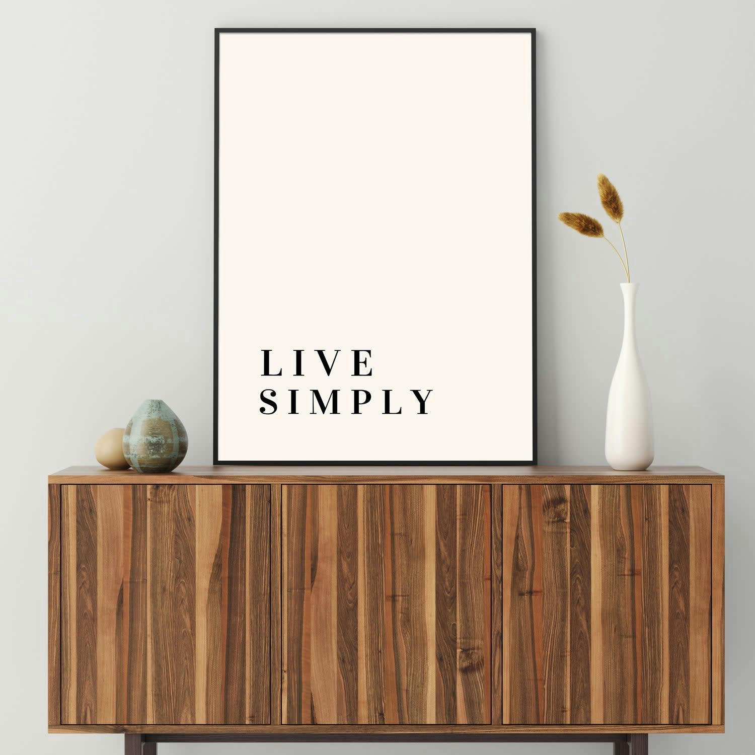TEXTO - Affiche avec cadre noir - Live Simply - 30x40