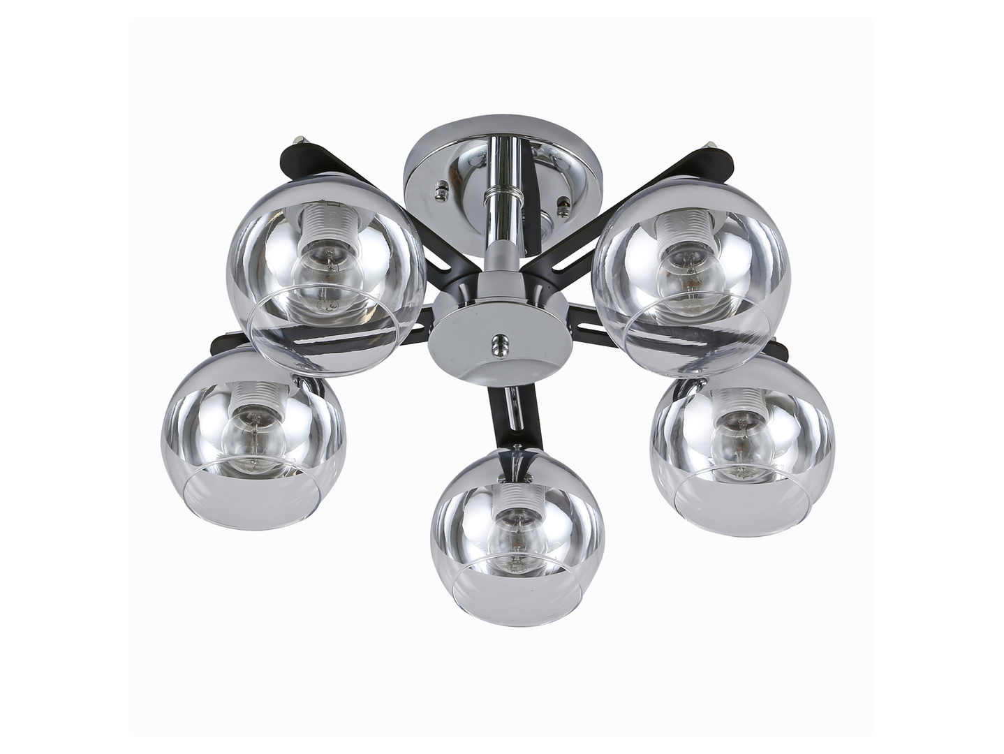 Lampa sufitowa Momo 5-punktowa metalowa czarno-srebrna