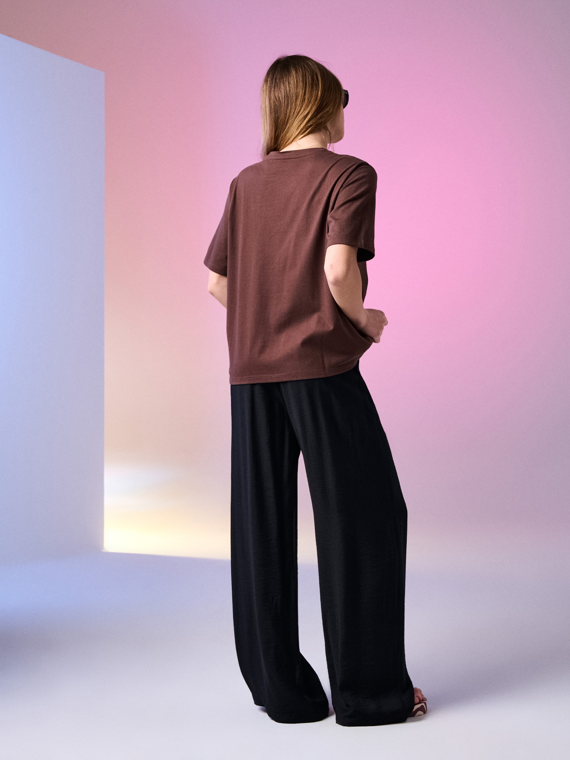 Wiskozowe spodnie wide leg