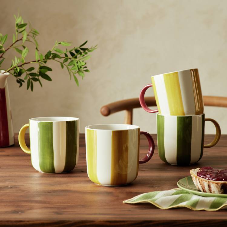 Habitat x Sanderson & National Trust Stripe Mugs 4pk