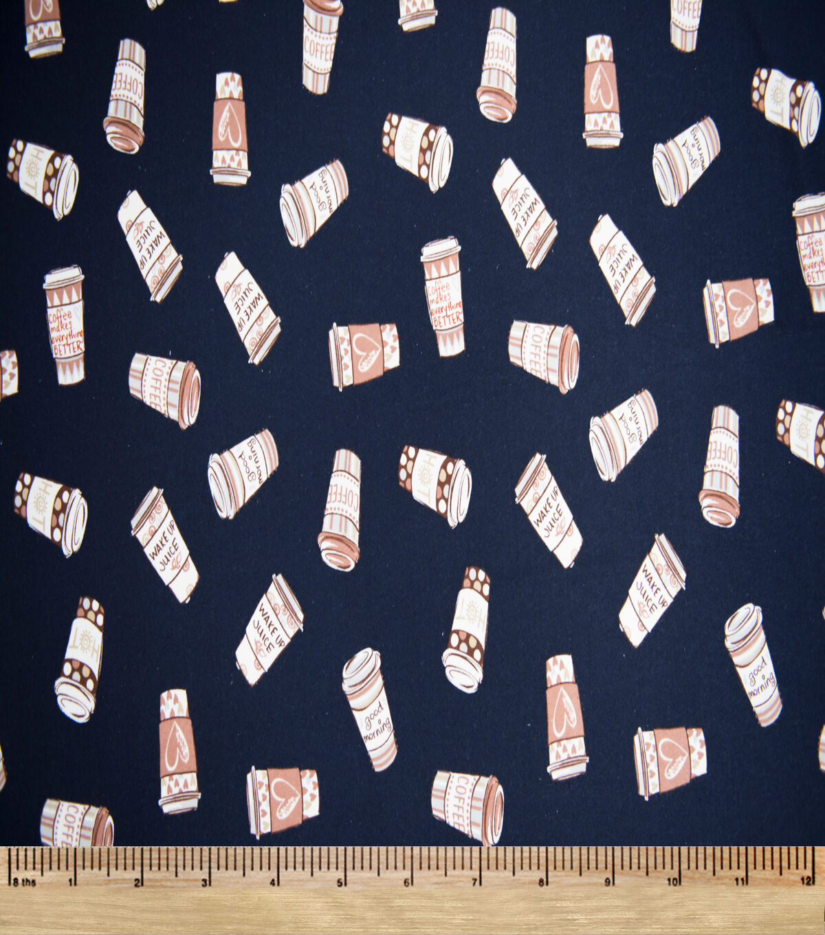 Super Snuggle Tossed Coffee Cups Flannel Fabric