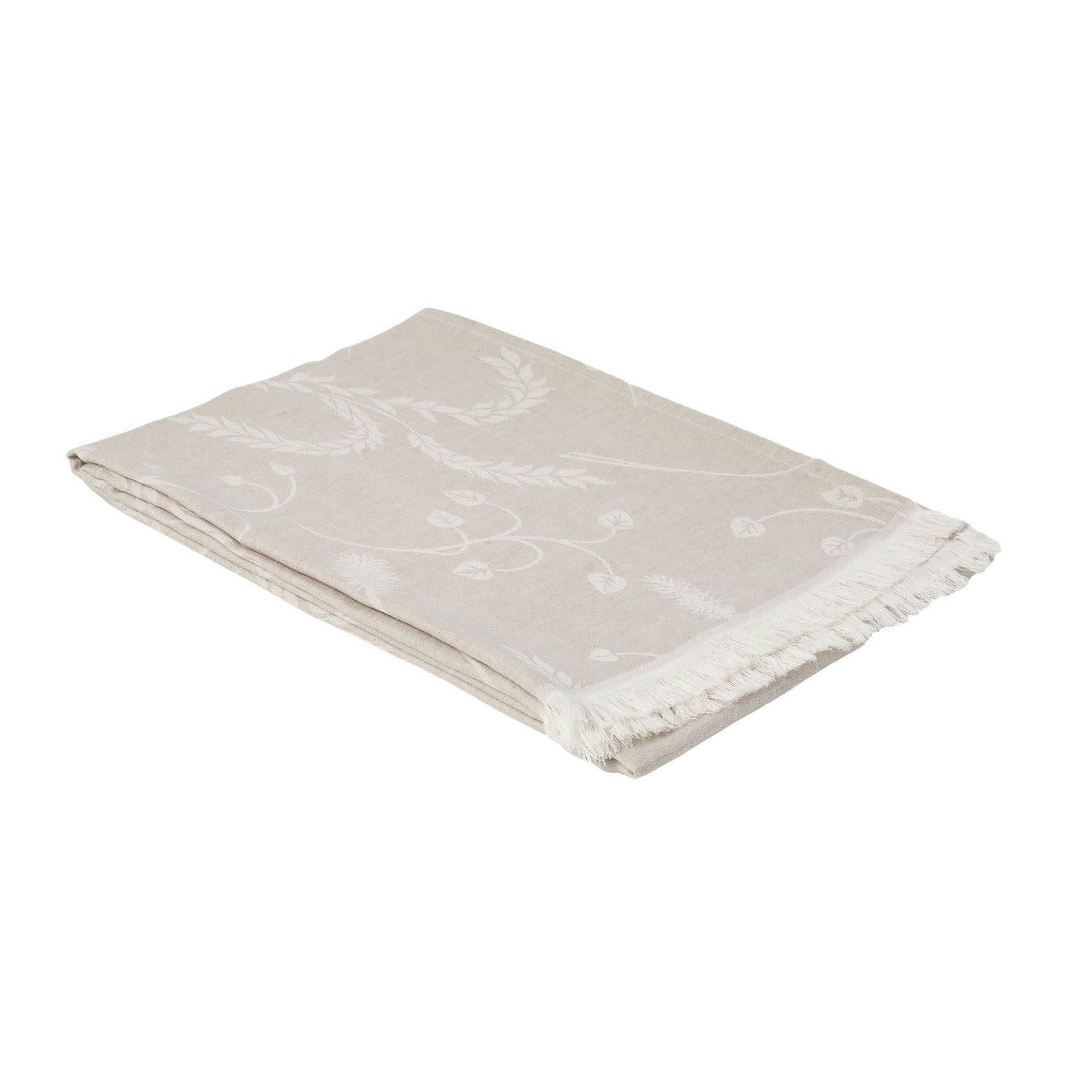 CHAUSEY - Plaid en lin et coton motif épis de blé coton/lin beige 130x170 cm
