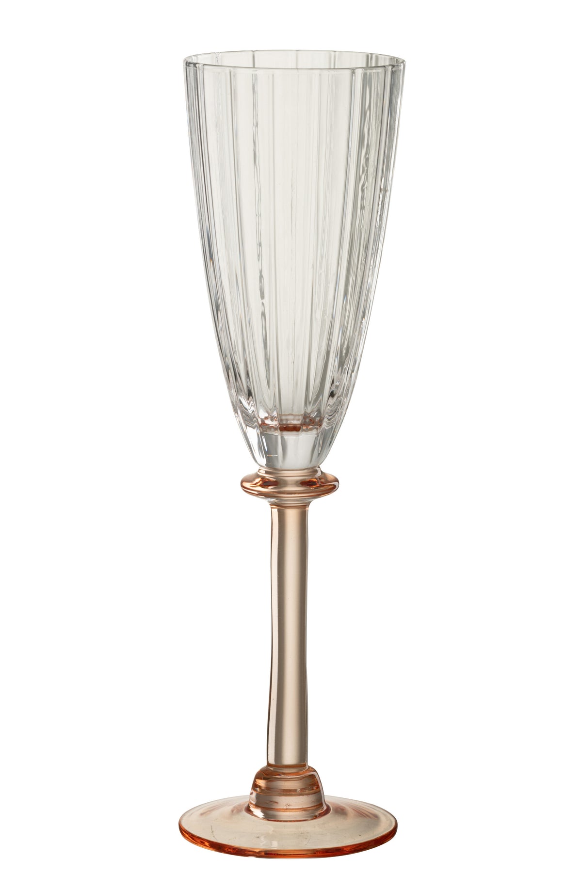 J-Line glas champagne Gestreept - glas - transparant/zalmroze