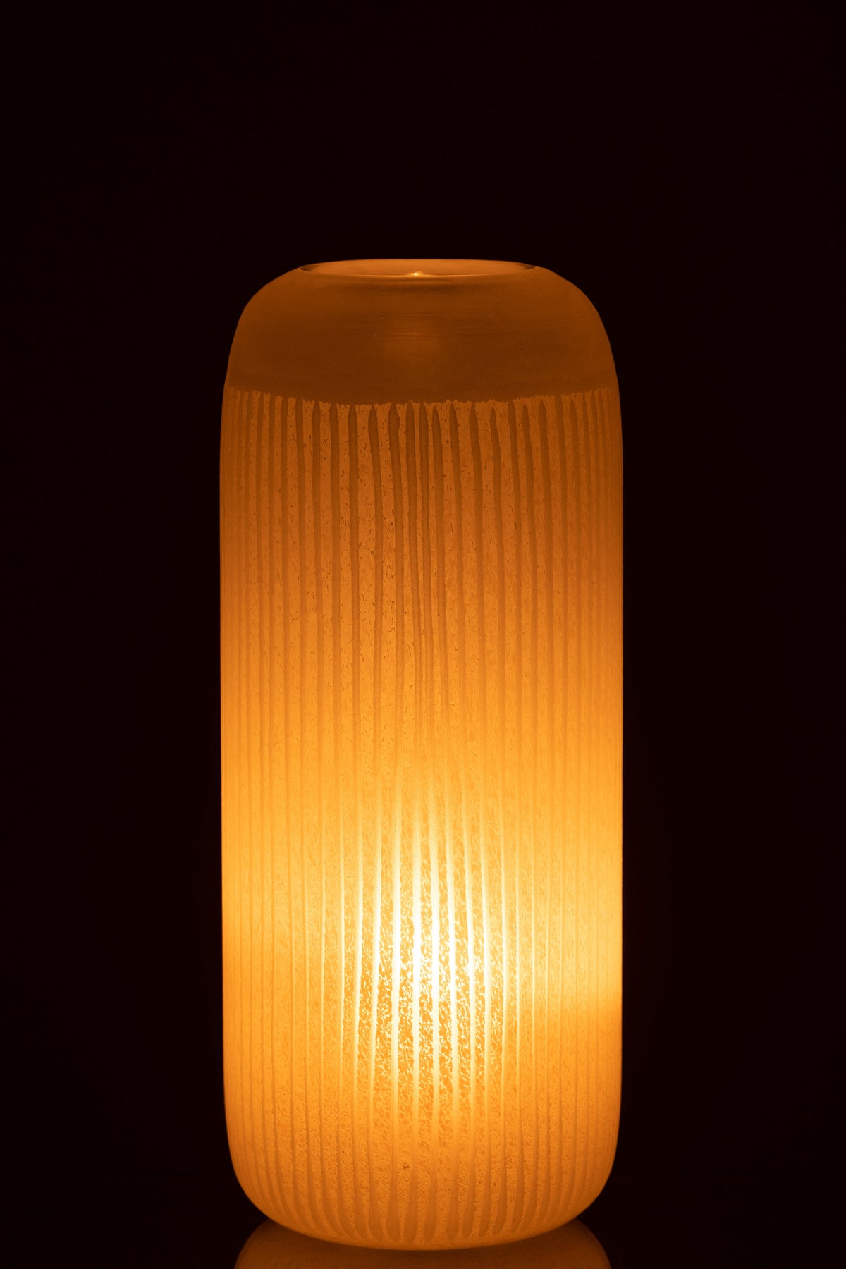 J-Line vaas Strepen - glas - lichtgeel - large - 34 cm hoog