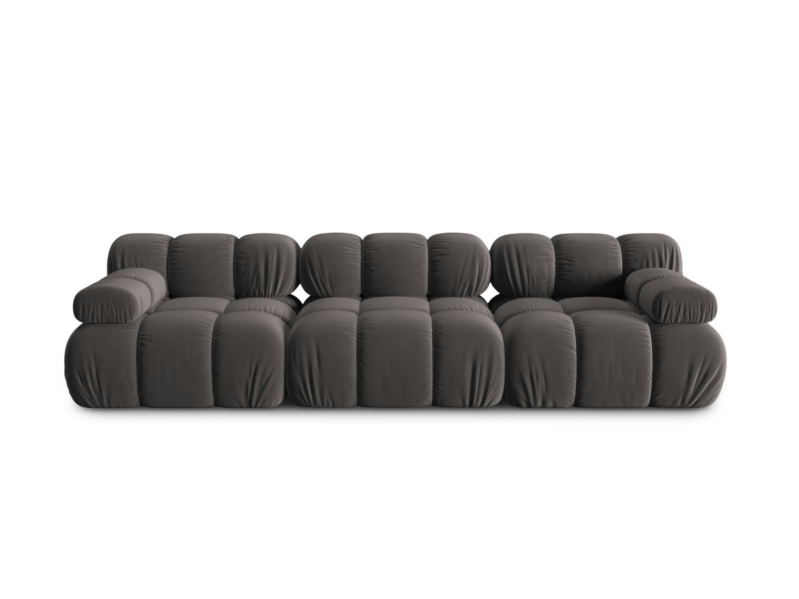 BELLIS - Canapé modulable 3 places en tissu velours gris foncé