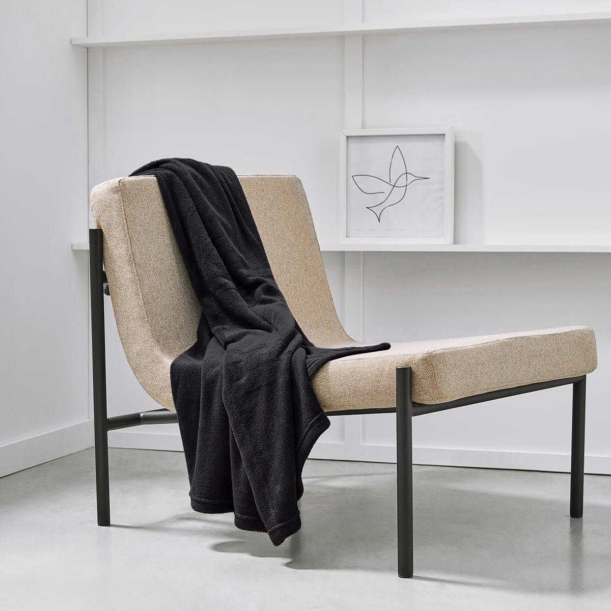 ESSENTIAL - Plaid uni en Polyester Gris anthracite 125x150 cm