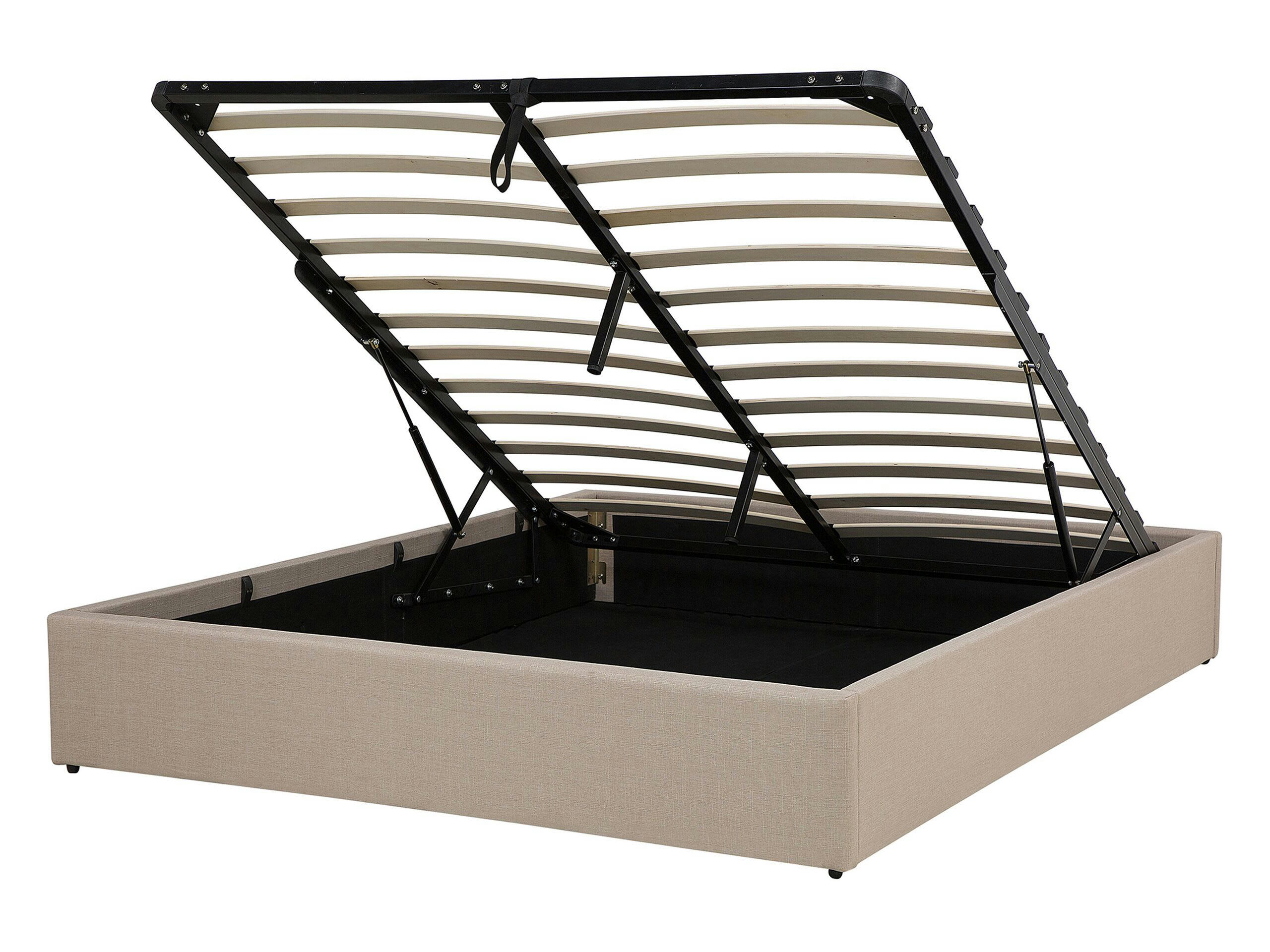 DINAN - Lit double en tissu beige 140x200