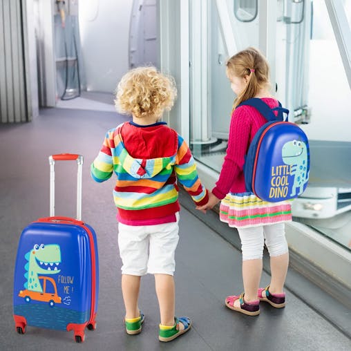 NNECW Hardside Rolling Suitcase with Spinner Wheels & Retractable Handle-Blue