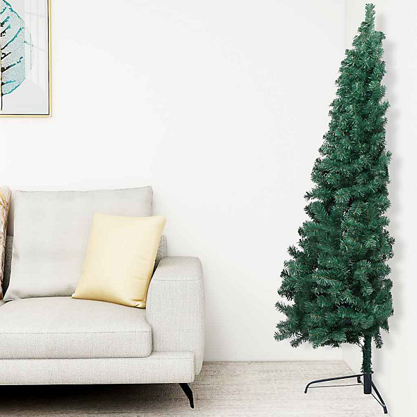 Demi-arbre de Noël artificiel pré-éclairé et boules vert 150 cm vidaXL