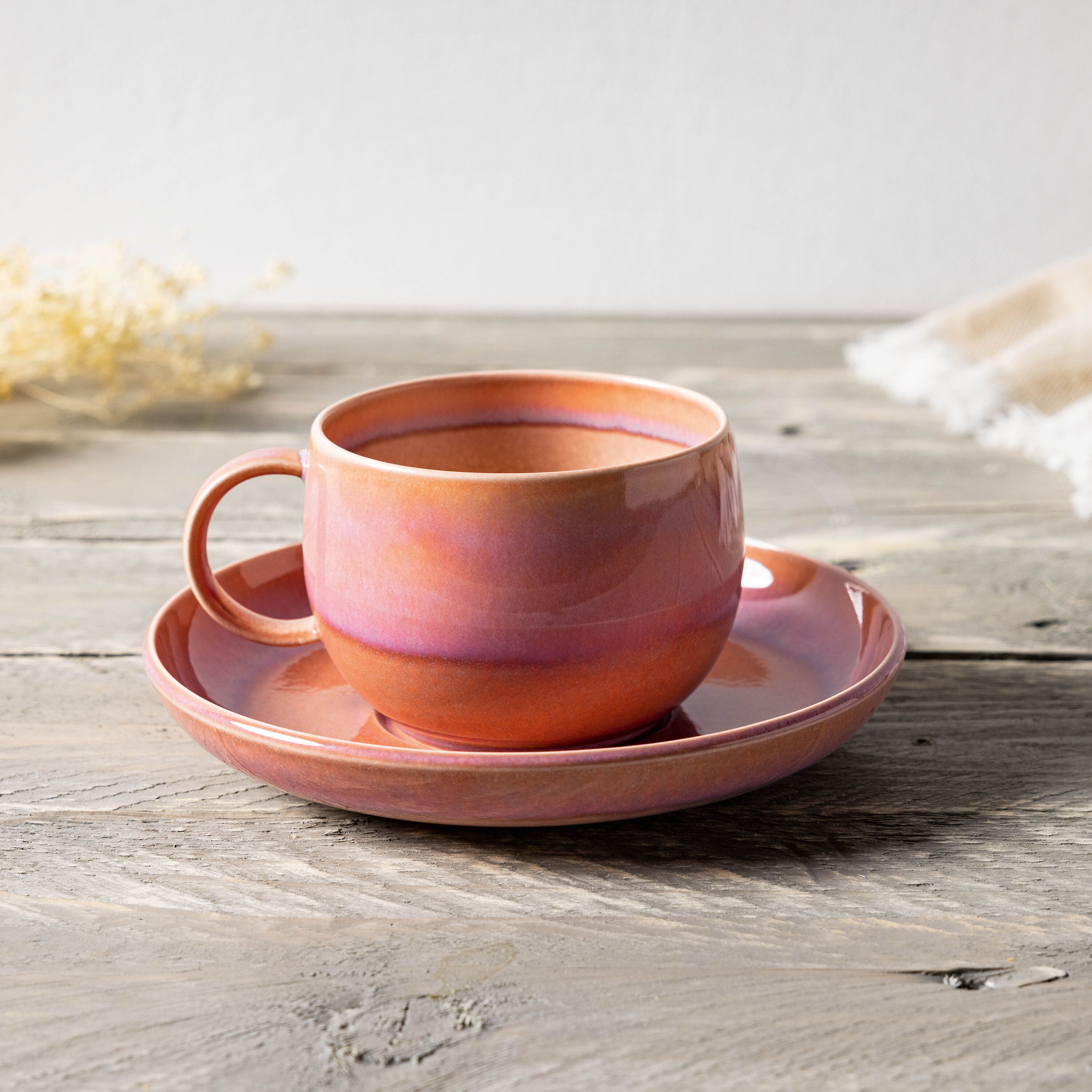 Perlemor Coffee cup - Pink, 6.5 oz, Premium Porcelain