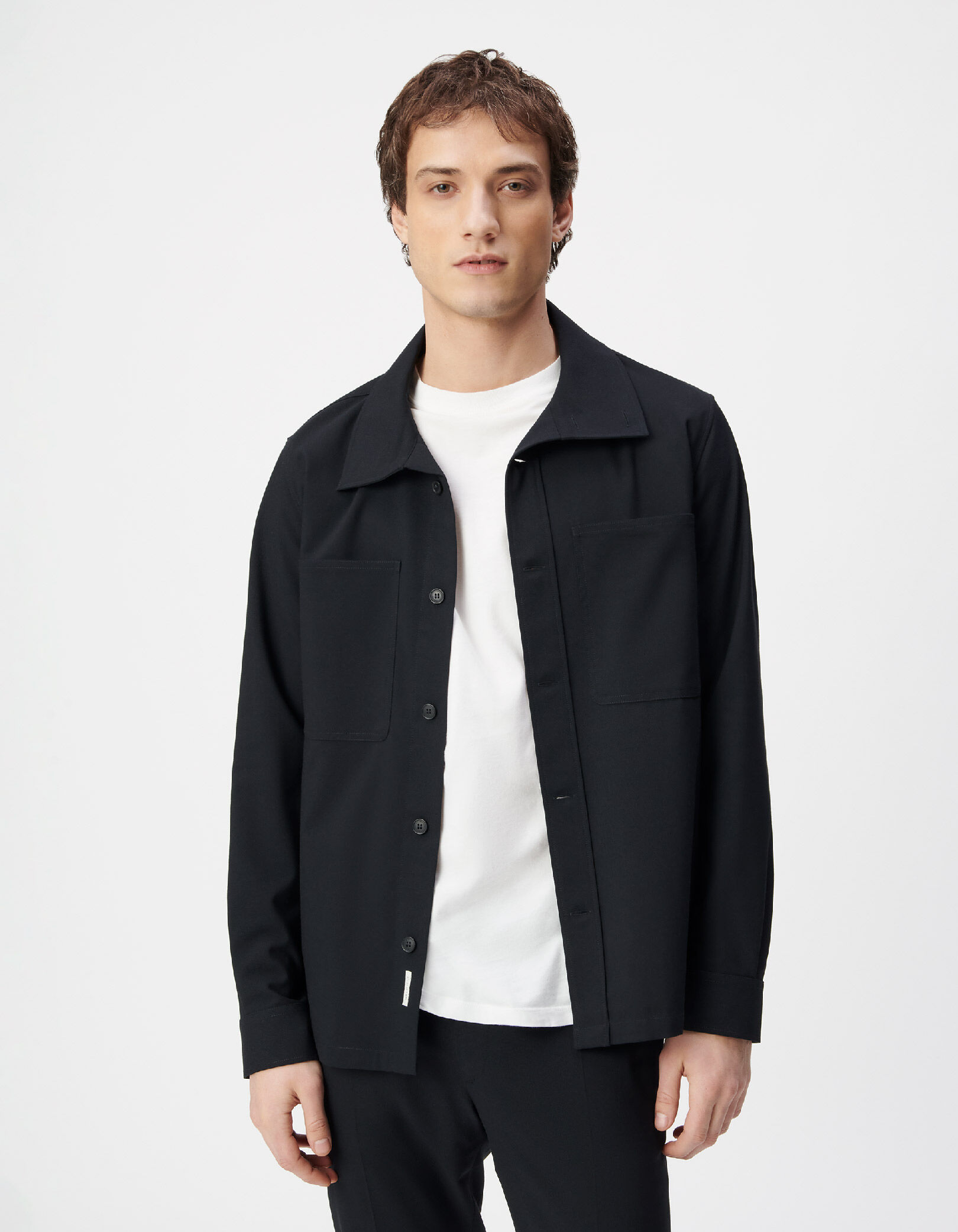 Surchemise regular bleu marine poches plaquées Homme