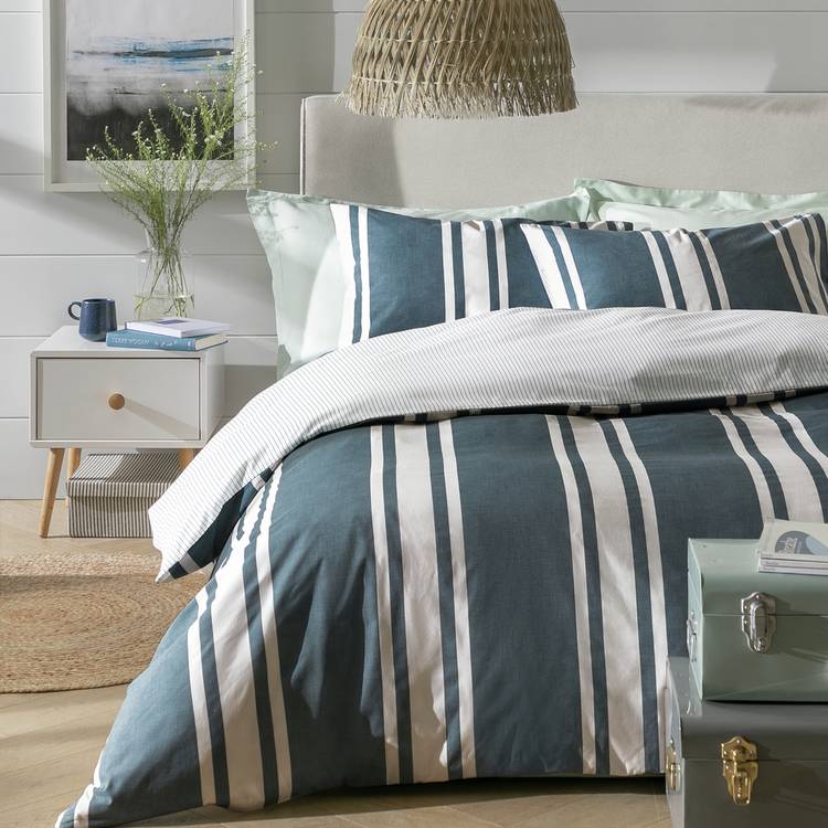 Habitat Cotton Coastal Stripe Blue Bedding Set - Single