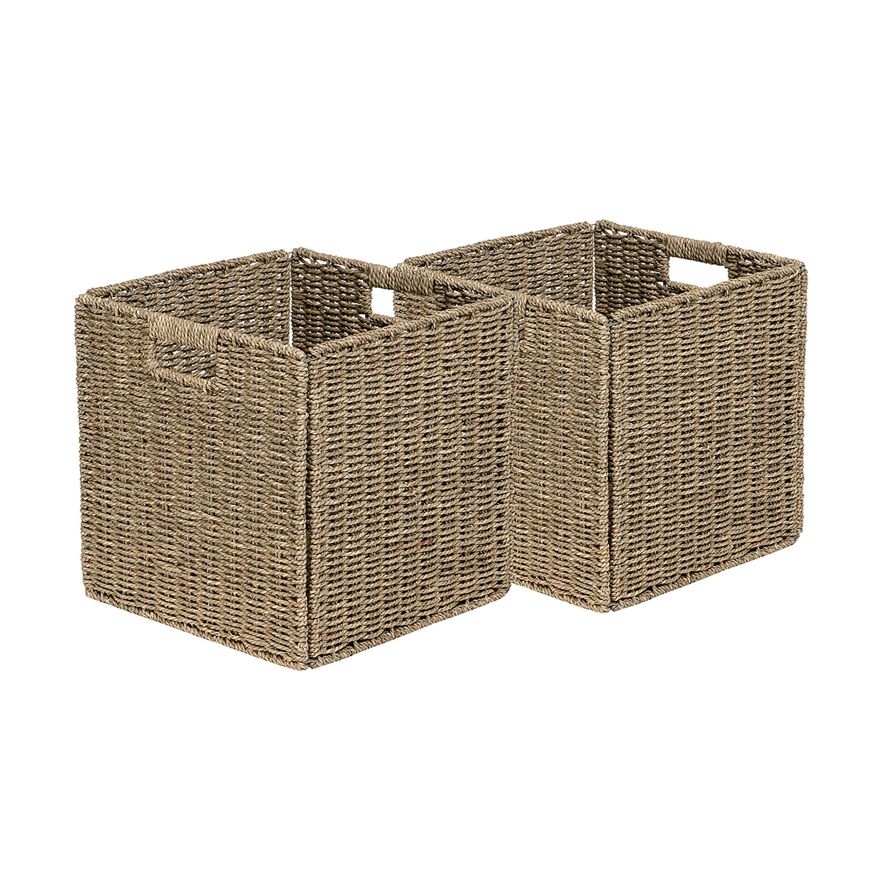 - Lot de 2 paniers de rangement pliables en jonc de mer 31x31x31cm