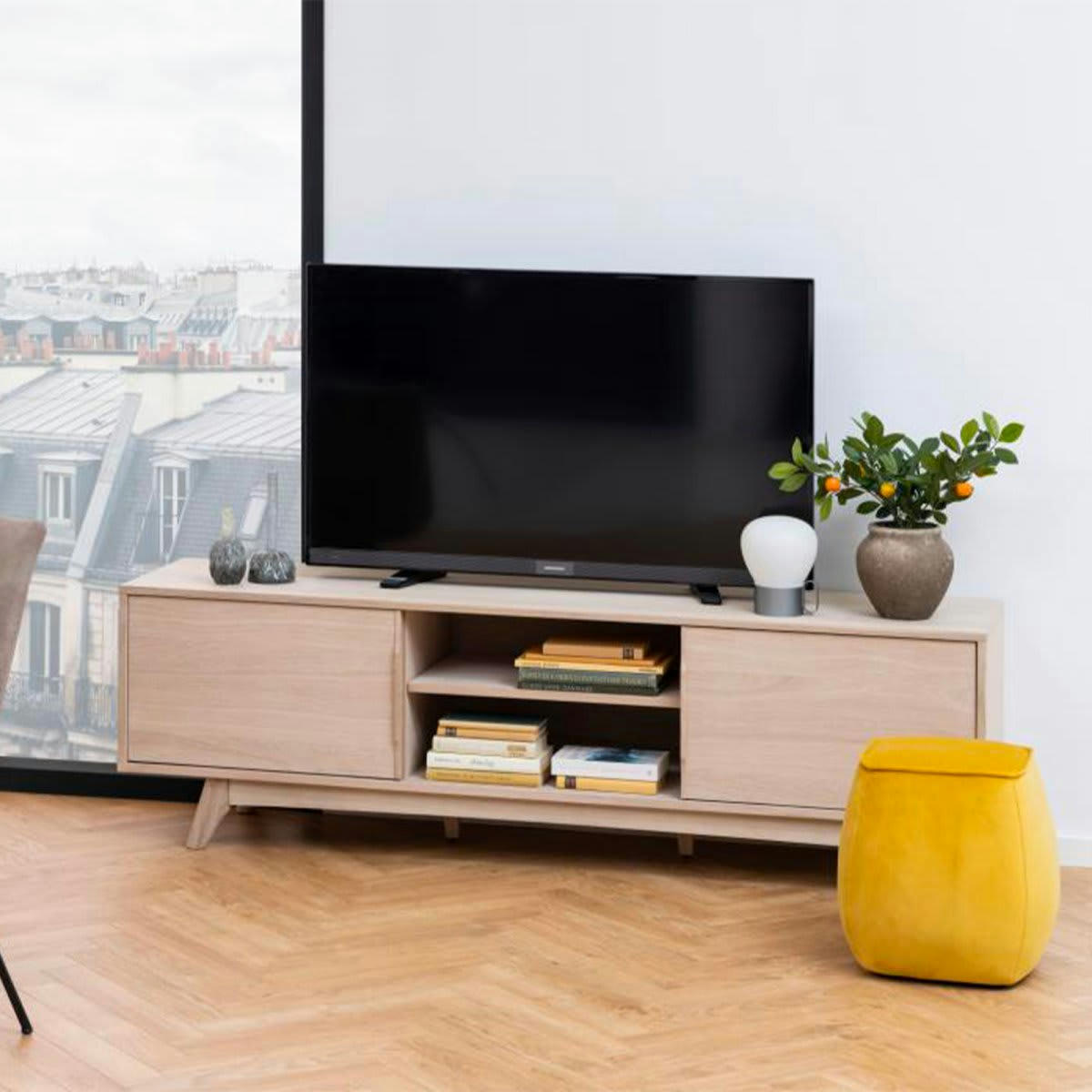 MARTI - Meuble TV moderne 2 portes 180cm en bois