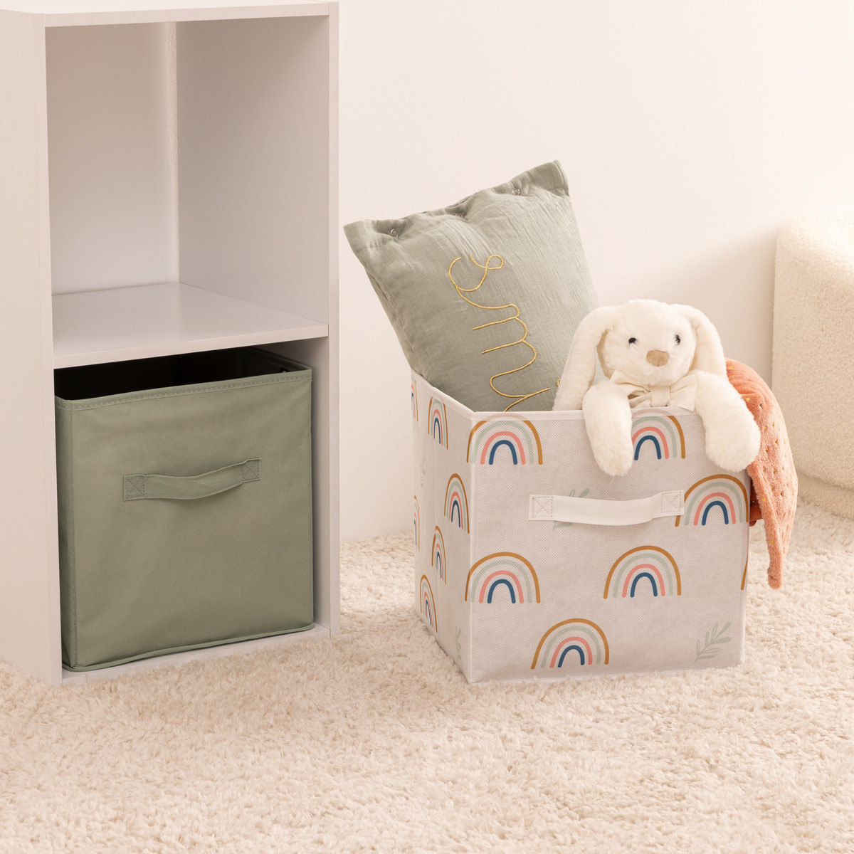 2 kids storage bins Green, 29x29 cm