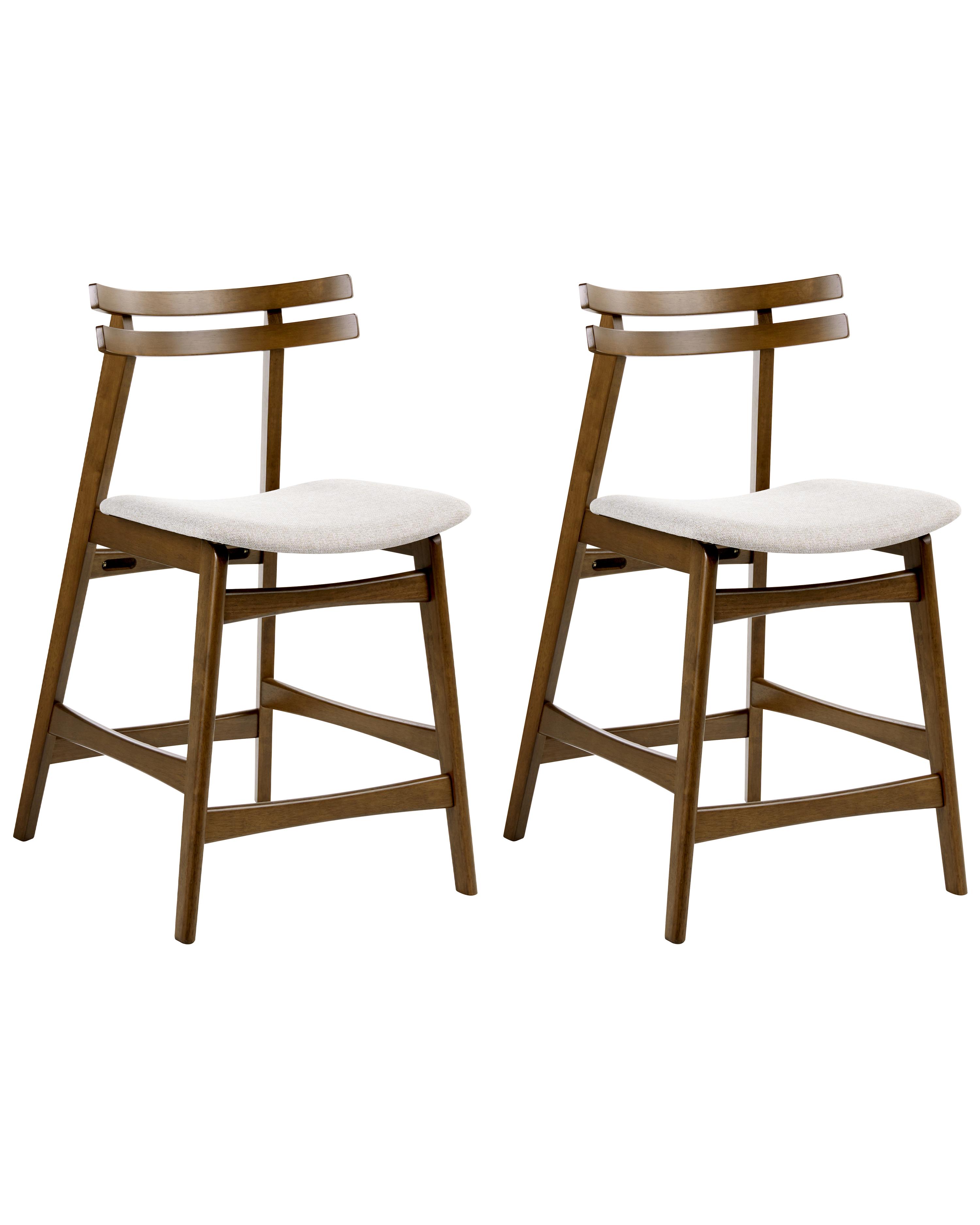 Set of 2 Dining Chairs CYNTHIANA Wood Brown/ Light Beige
