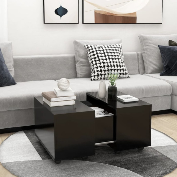 Stolik Kawowy Ława Stół Czarny 60x60x38 Kółka Do Salonu Do Pokoju