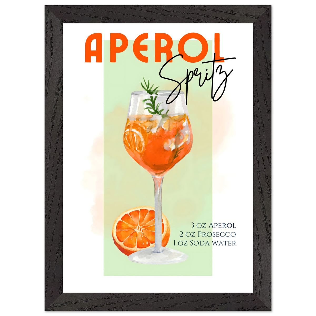 Artfulprints Poster met Lijst Aperol Spritz - Green  - A4 21x29.7 cm - Groen