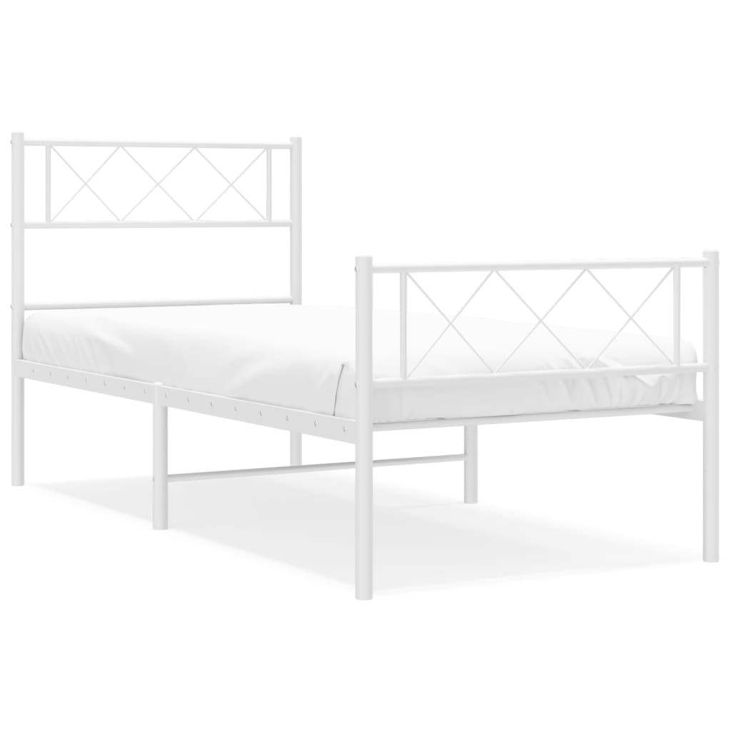 Łóżko Metalowe Rama Łóżka Ze Stelażem Do Pokoju Sypialni Biała 80x200 cm