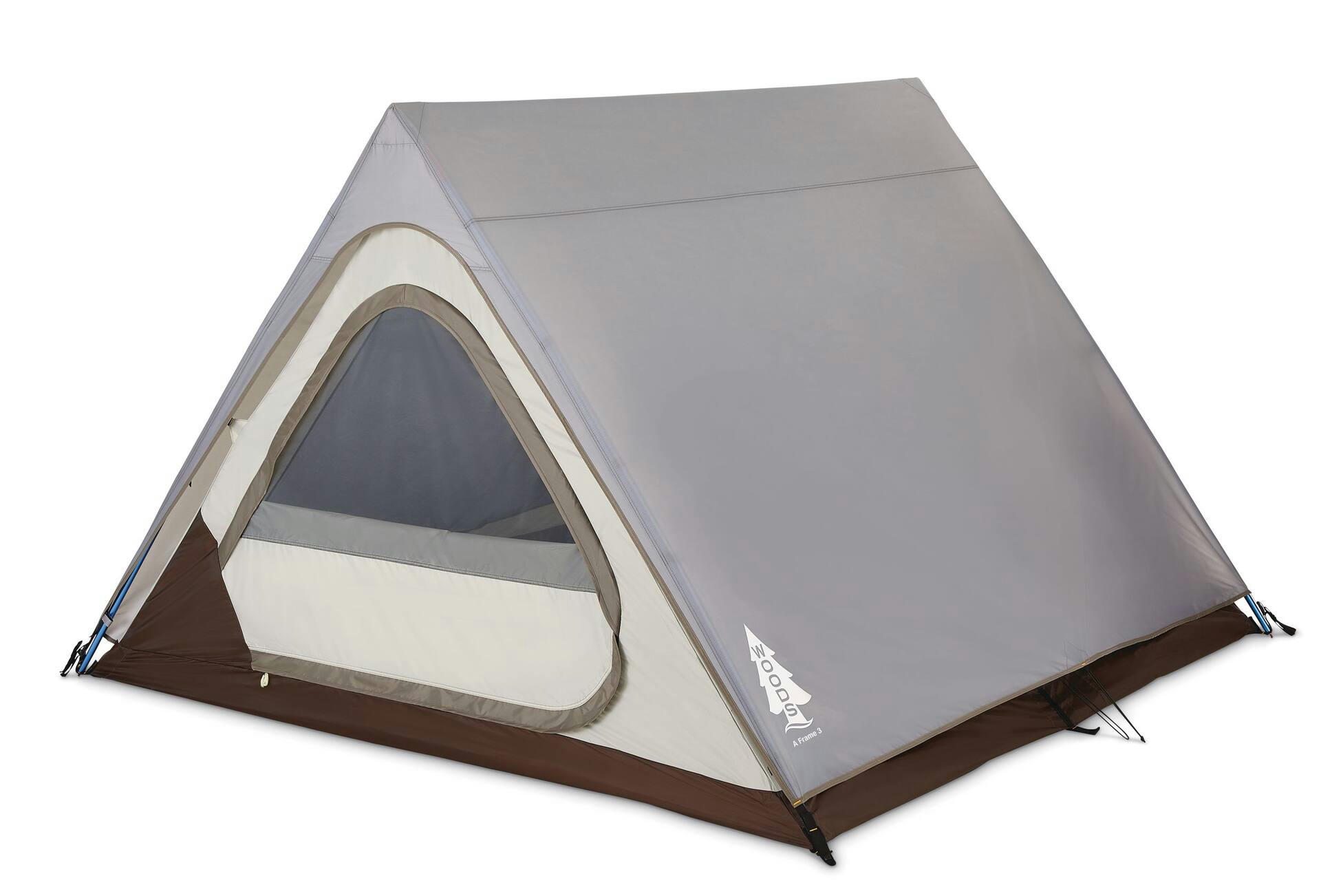 Woods A-Frame 3-Season, 3-Person Camping Tent w/ 2-Doors, Rain Fly & Carry Bag