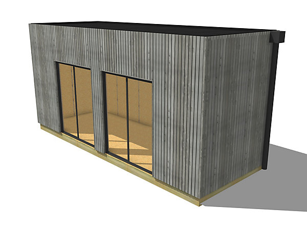 Bureau de jardin 4 saisons en bois 6,6 x 2,4 x 3,2 m / isolation RE2020 avec plancher isolé / menuiseries alu k-line