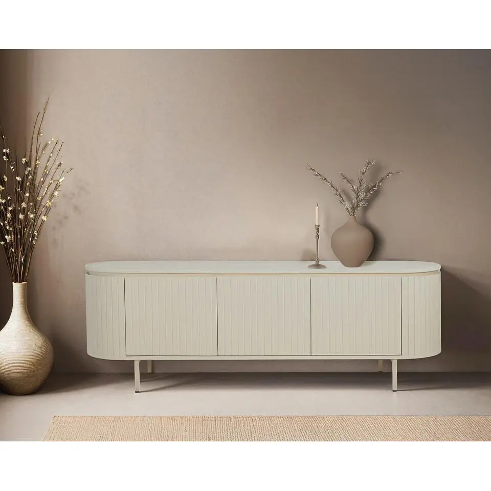 Tv-Meubel Beige Mangohout - Metaal - 210x43x56cm - Patou