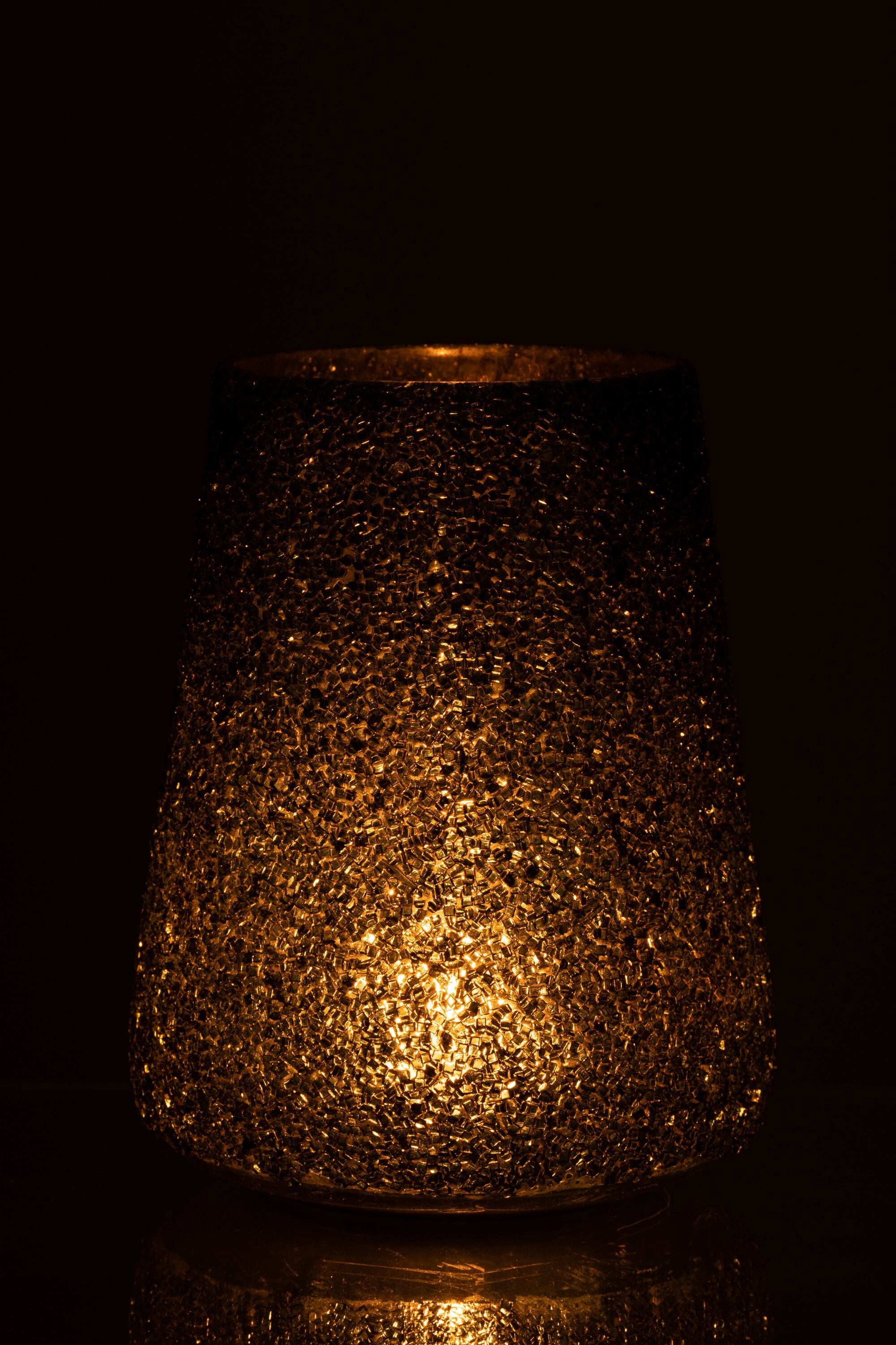 J-Line windlicht Glitter - glas - donkergroen - large
