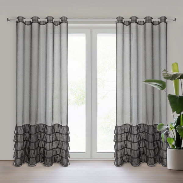 Firana na przelotkach 140X250 gotowa CARLI czarna