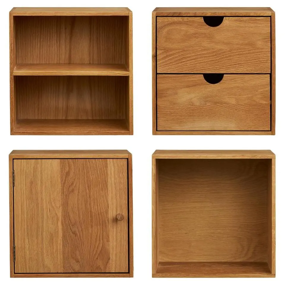 Hioshop Mina wandplank set van 4 eiken