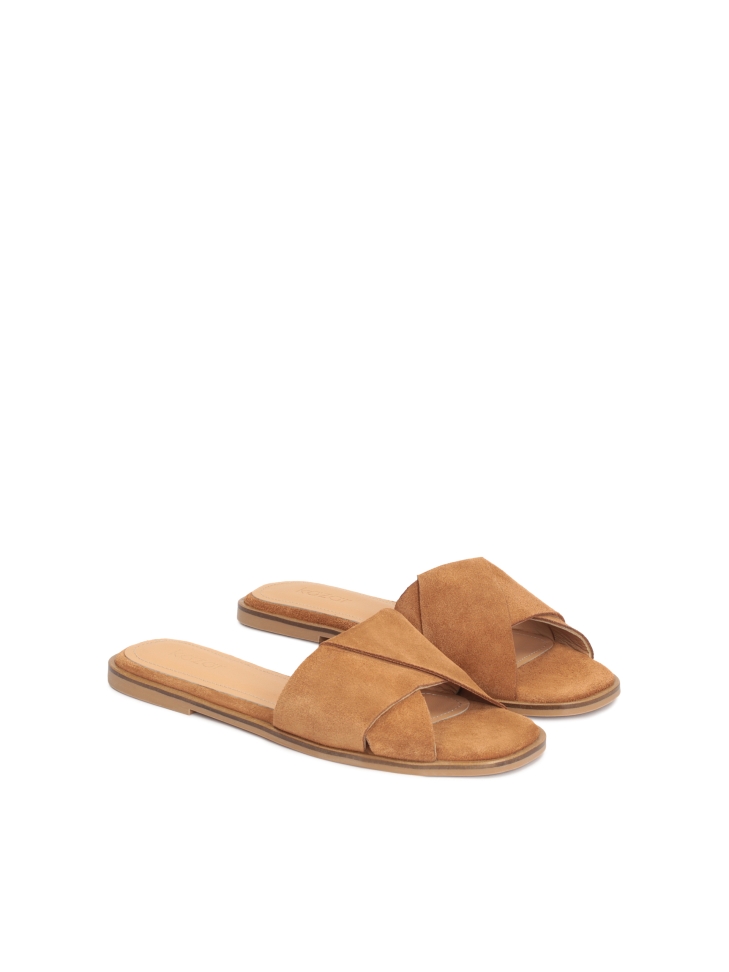 Ladies’ brown light and comfortable suede slides
