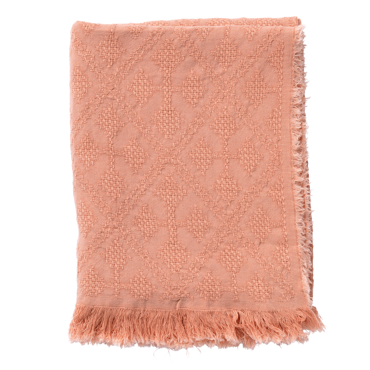 BELLE - plaid 130x180 cm - 100% katoen - geweven patroon - Muted Clay - roze