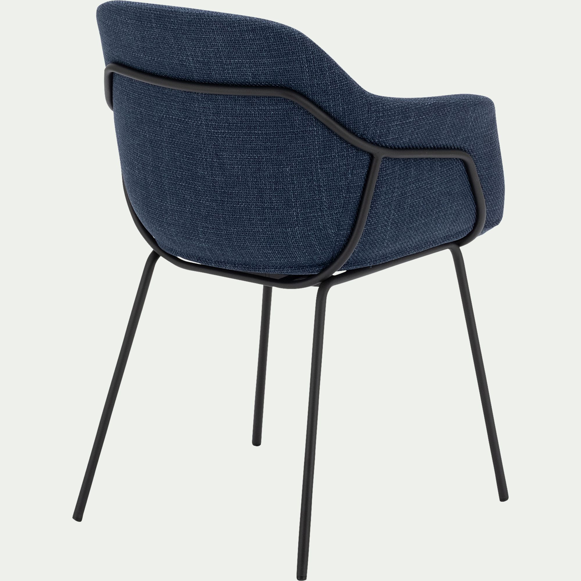 CHLOE - Chaise de repas avec accoudoirs en tissu - bleu figuerolles