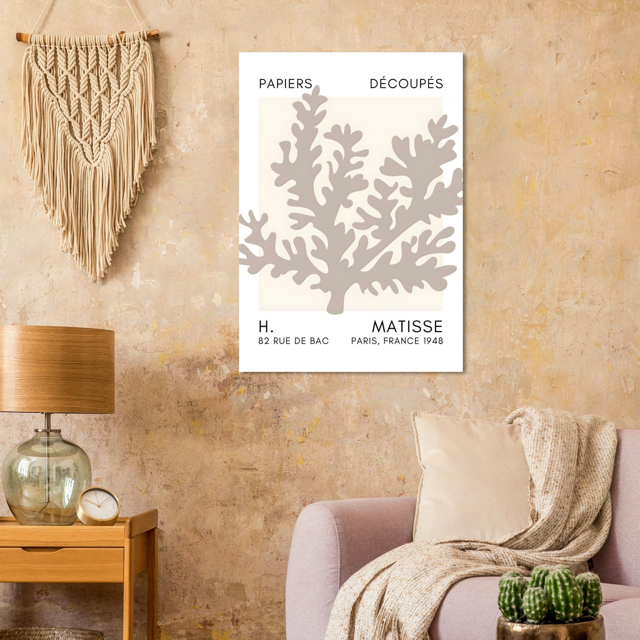 Artfulprints Poster Matisse – Aqua bloom grey  - 70x100 cm - Grijs