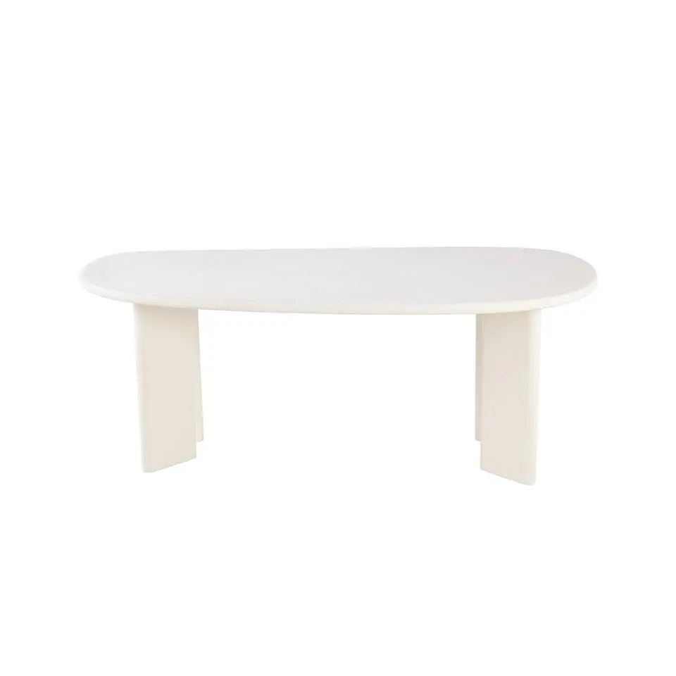 Mangohoutonline - Eettafel Organisch Savannah Mircocement Paneelpoot 210cm Wit