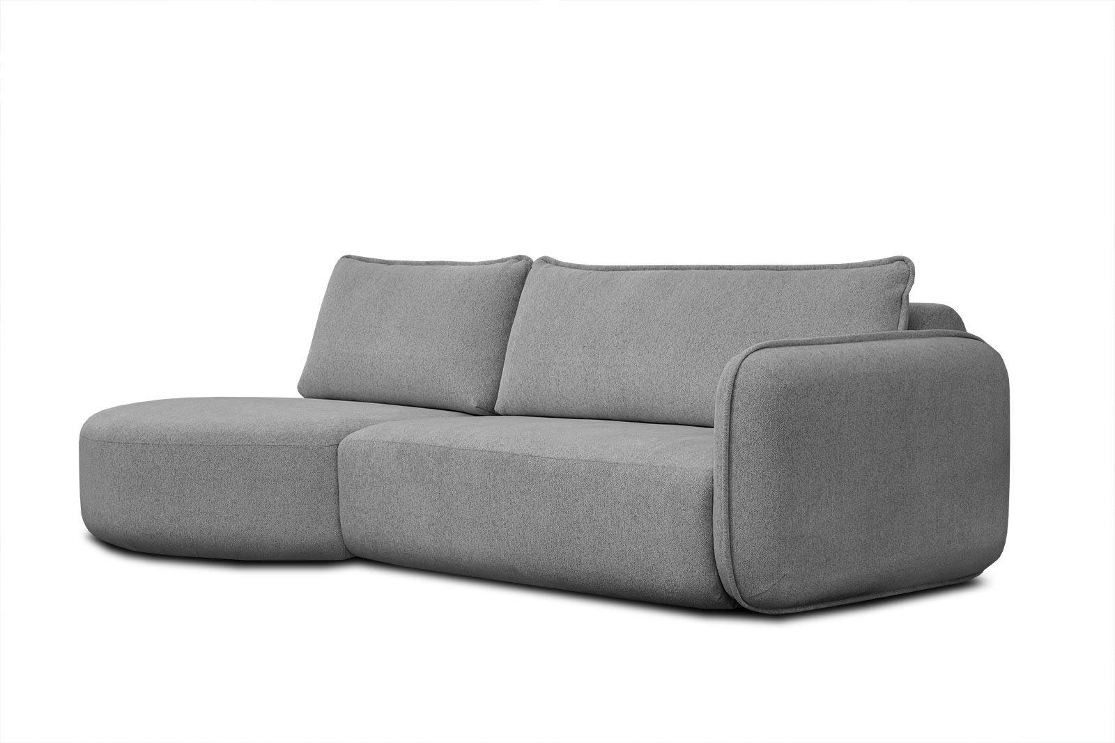 IPSUM - Canapé d'angle gauche 3 places avec l'île tissu gris