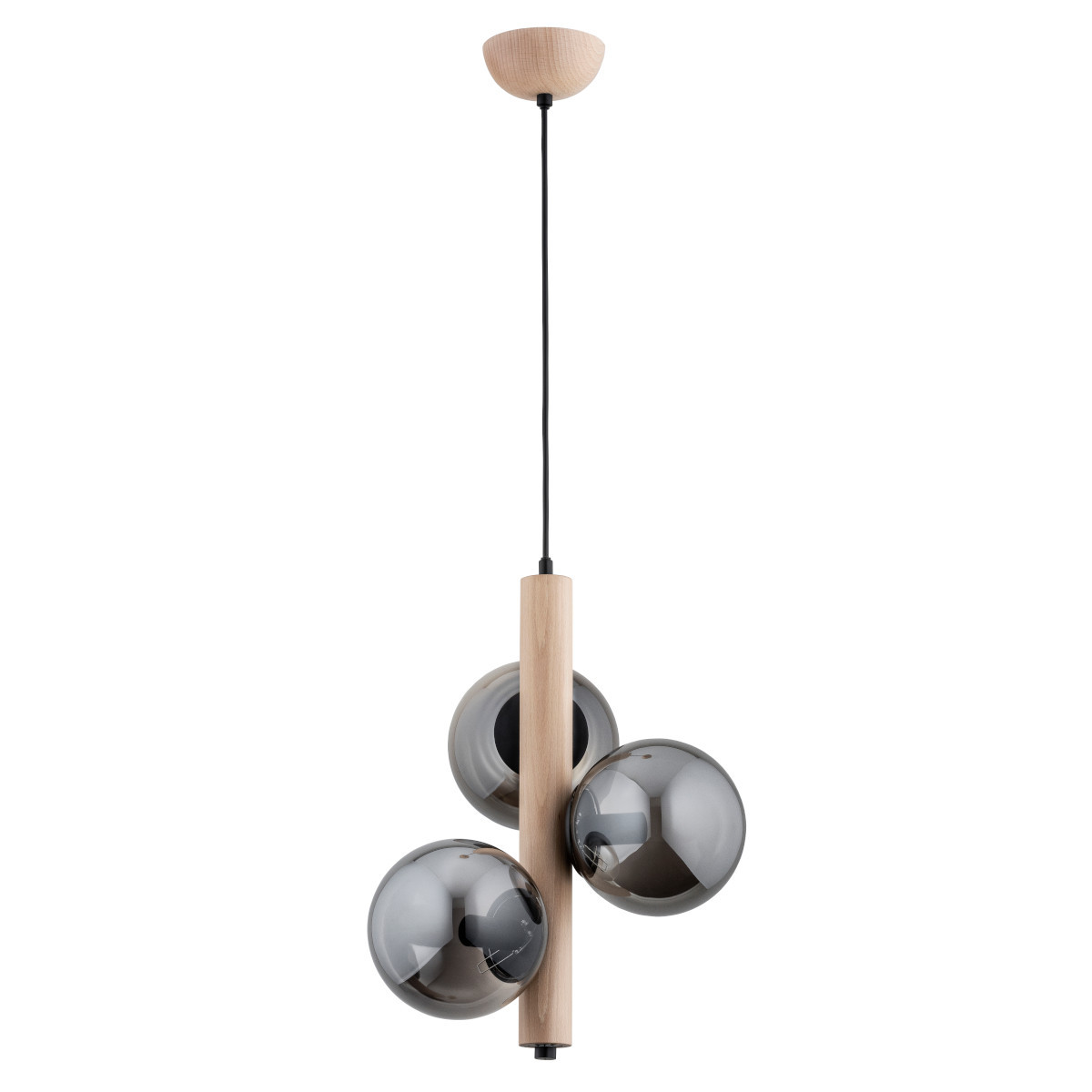Lampa wisząca jasne drewno-dymiona KANET 3xE14x10W wym: 90x35x35 cm Alfa