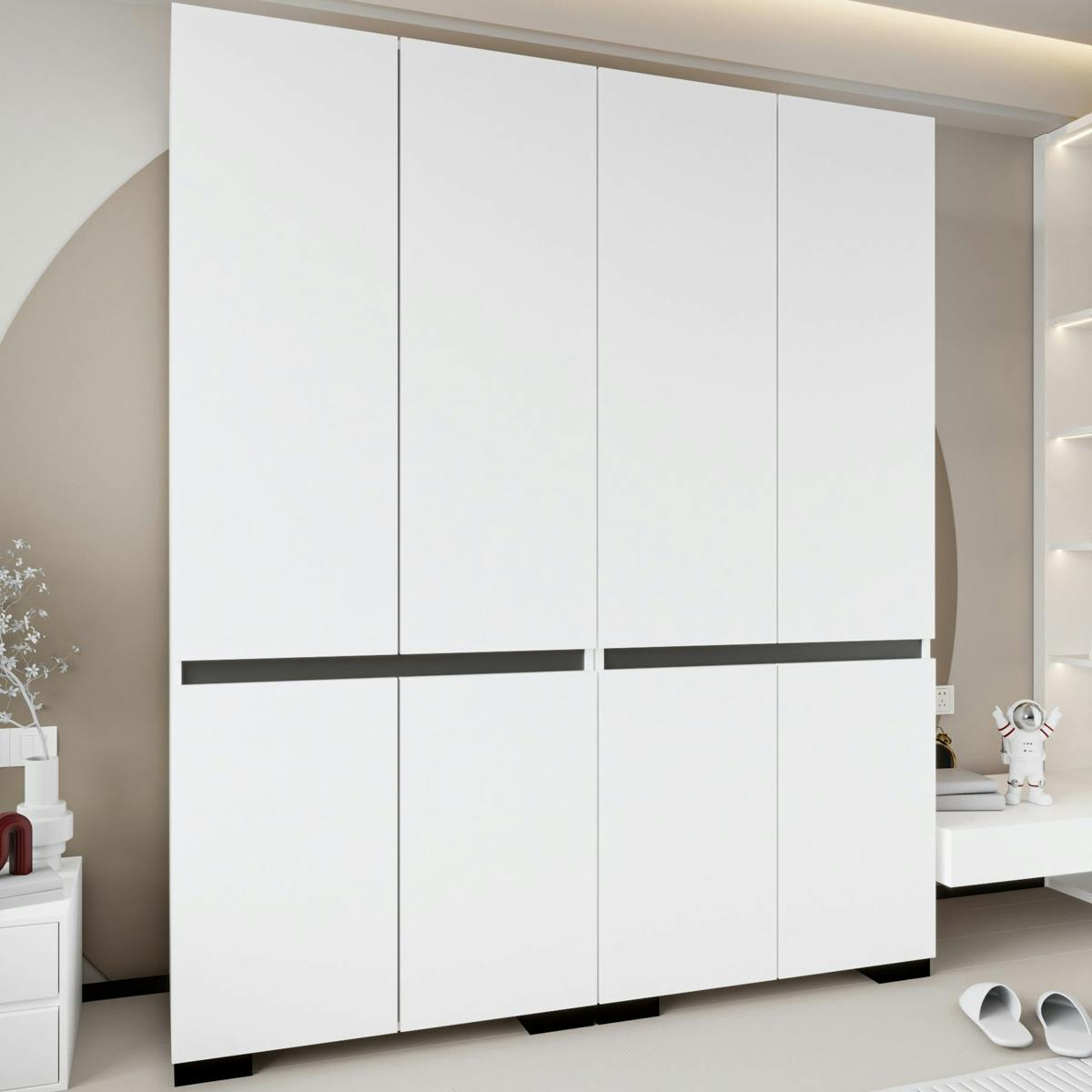 Dressing double blanc, 4 portes et 3 tringles BYRON