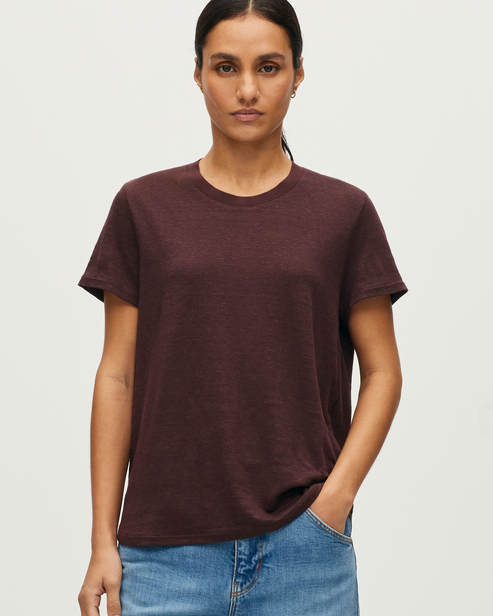 T-shirt col rond en lin AMANDINE