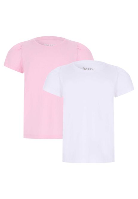 Younger Girls 2pk White & Pink T-Shirt