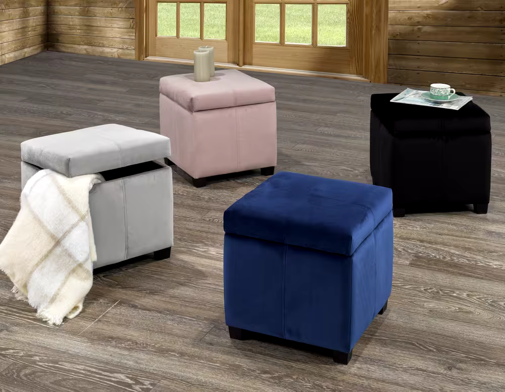 Brassex Fabric Cube Storage Ottoman