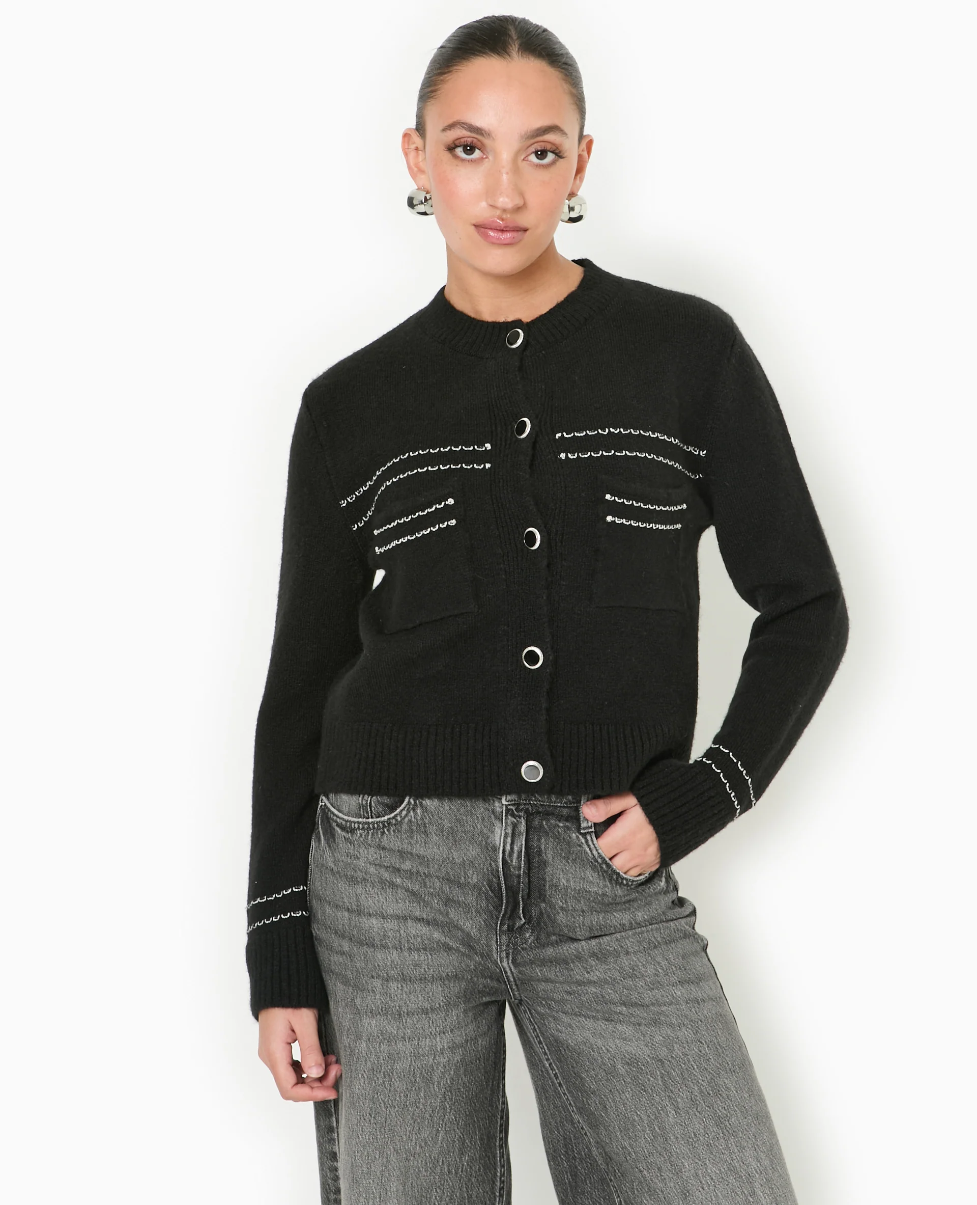 Gilet avec détails contrastés