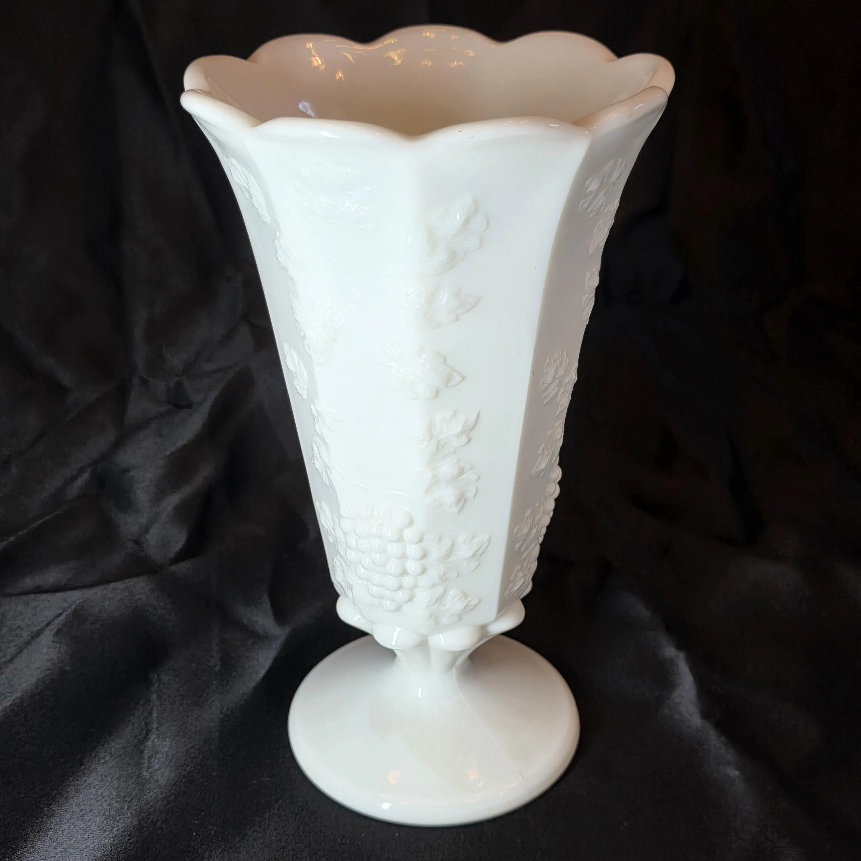 Vintage Milk Glass Grape Leaf Bowls, Compotes, Vases, Farmhouse Decor