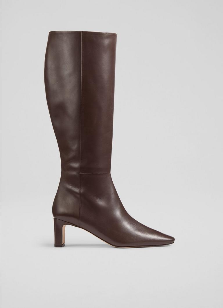 Margarite Brown ChocolateLeather Knee High Boots