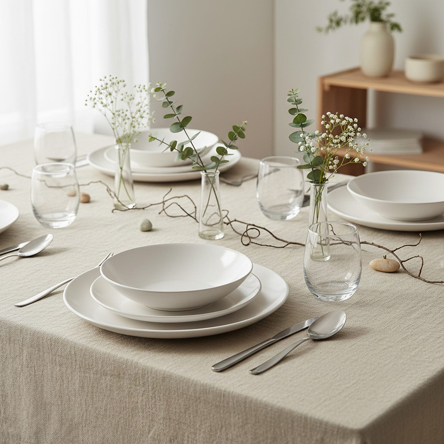 Servizio 18 piatti terracotta crema Style