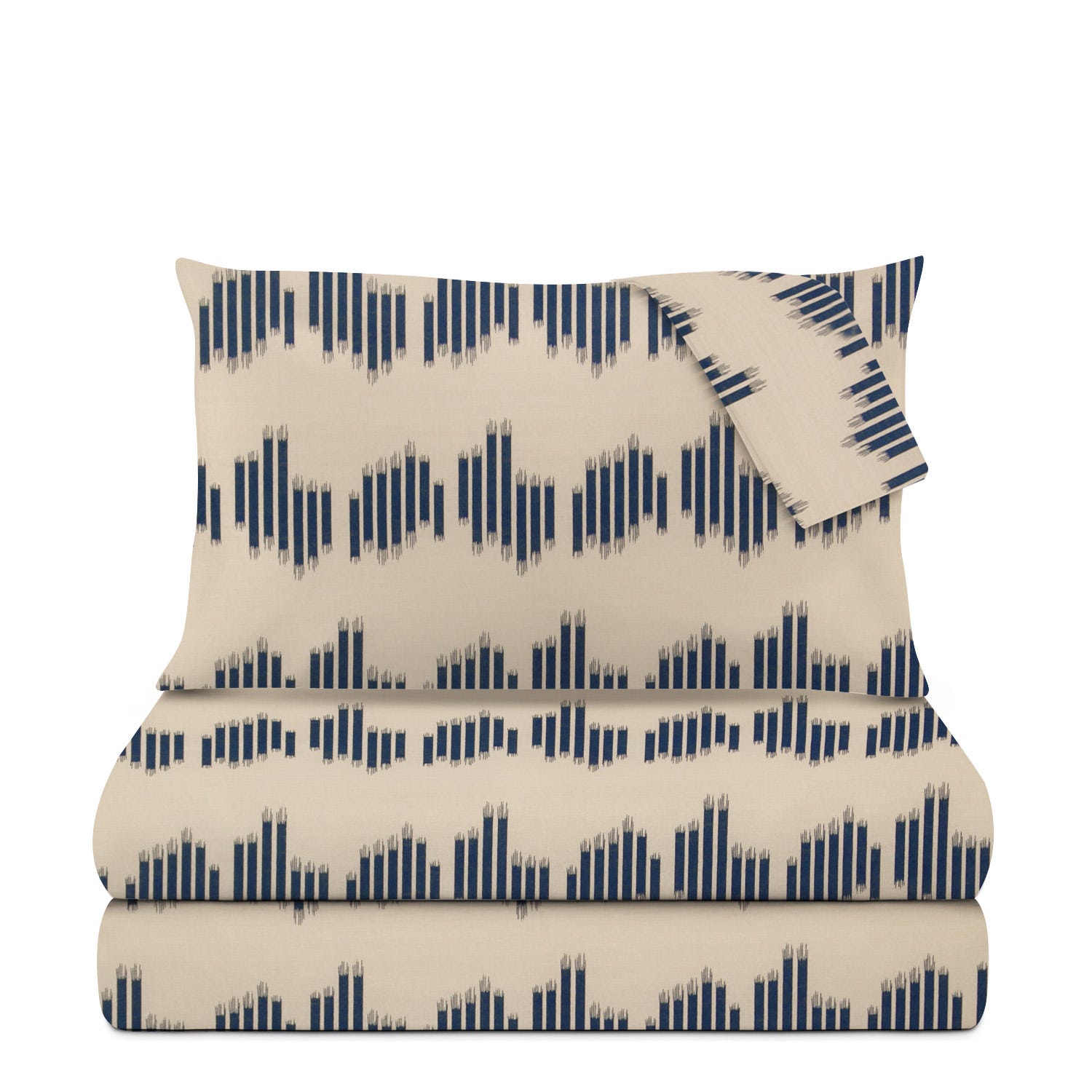Completo letto matrimoniale geometrie blu cotone