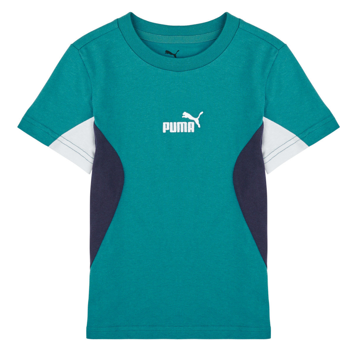 Puma - ESS BLOCK TEE B - Green / Marine / White